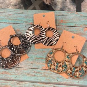 Set of three hoop earrings